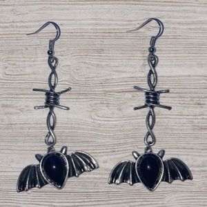 3/$25 Barbed wire bat gothic dangle earrings